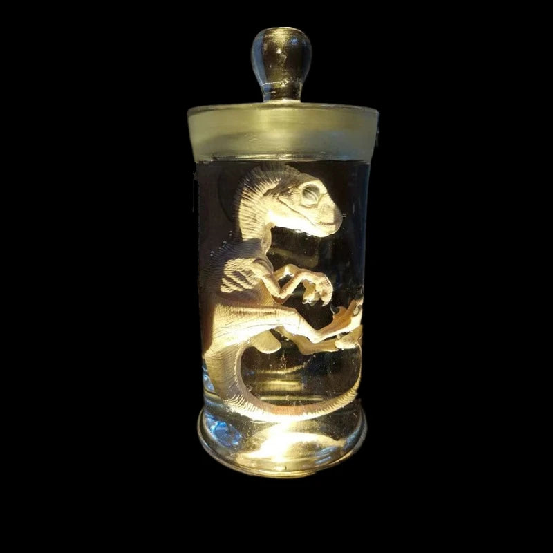 Embryo Glass Container  Jurassic World  T-Rex Tyrannosaurus Rex Draco Rex Dino Baby InGen Embryo Jar with Led lamp