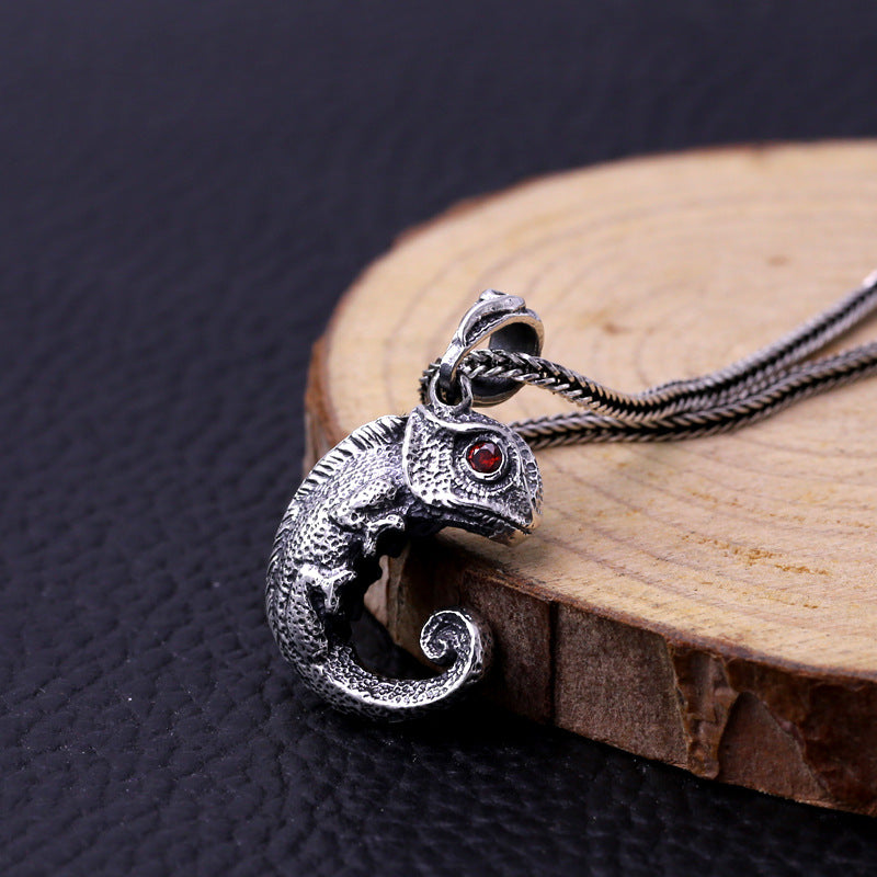 Ring 925 sterling silver Chameleon ring Adjustable Lizard ring Gothic Punk Nature steampunk animal ring. red eyes. Pendant chameleon necklace