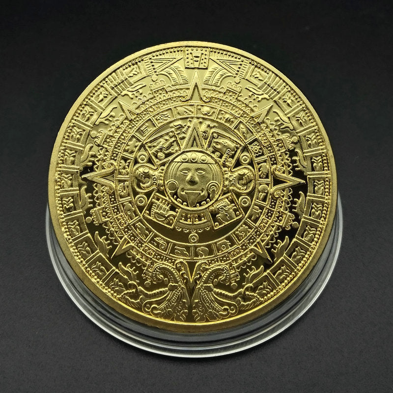 Mayan Commemorative Coin Pyramid Sundial Gold Coin