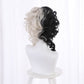 Masquerade Black White De Vil cosplay Hair Black White Small Short Curly Wig Wig Caps for Making Cosplay Hundred dalmatians