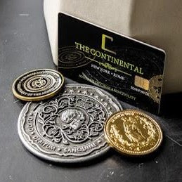 Continental Hotel Gold Coins and Cards set. John Blood oath marker. Continental hotel Gold Coin. Adjudicator coin