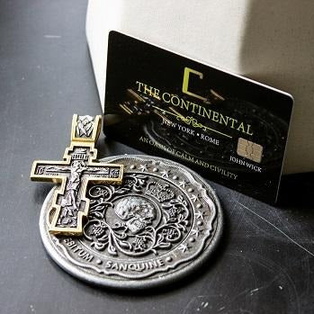 Continental hotel set John Cross card blood oath marker set.  Baba Yaga coin crucifixion.