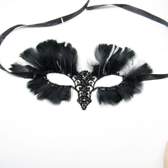 Masquerade De Vil mask Witch Lace Black Feather Witch Lace Black Feather Halloween Party Mask Women's Gifts